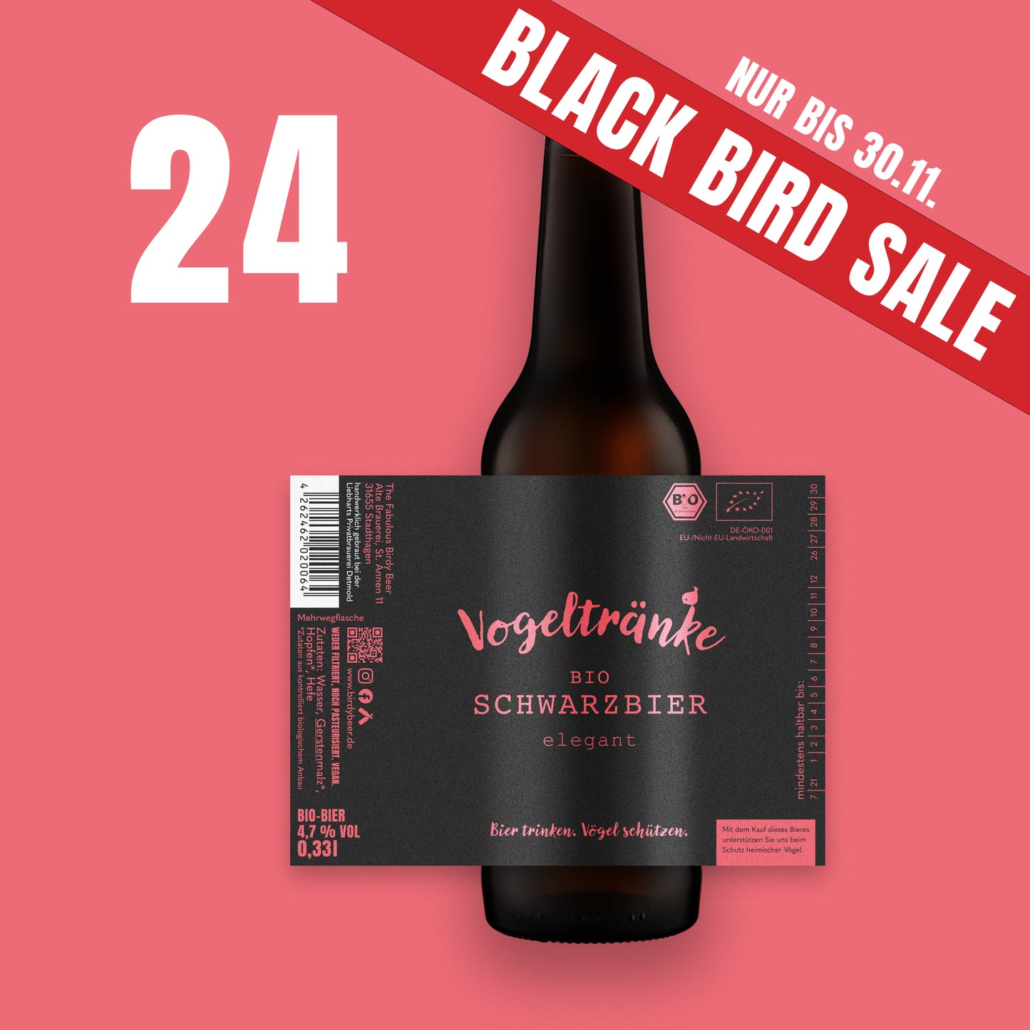24er Vogeltränke Bio Schwarzbier - BLACK BIRD SALE